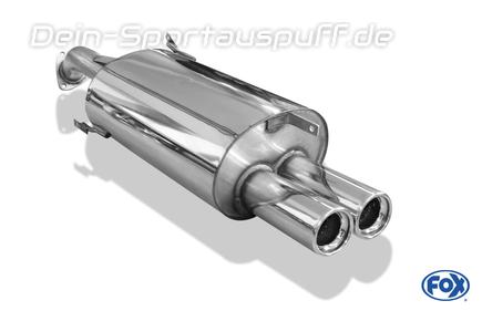 Fox Edelstahl Sportauspuff Volvo V40 u. S40 T4 2x80mm rund eingerollt gerade mit Absorber
