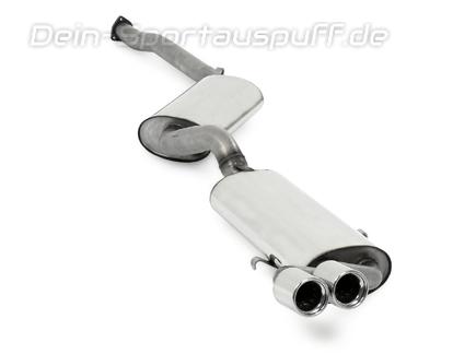 Fox Edelstahl Sportauspuff-Komplettanlage ab Kat Audi 80/90 (81/85) Limousine/Coupe - Modelle mit Kat - 2x76mm rund eingerollt gerade mit Absorber
