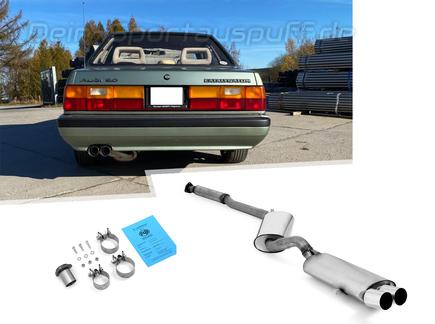 Fox Edelstahl Sportauspuff-Komplettanlage ab Kat Audi 80/90 (81/85) Limousine/Coupe - Modelle ohne Kat - 2x76mm rund scharf gerade