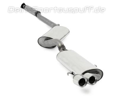 Fox Edelstahl Sportauspuff-Komplettanlage ab Kat Audi 80/90 (81/85) Limousine/Coupe - Modelle ohne Kat - 2x76mm rund eingerollt gerade mit Absorber