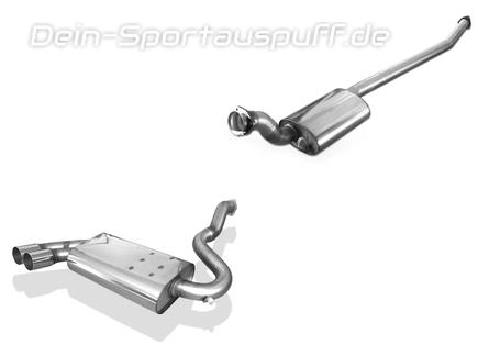 Fox Edelstahl Sportauspuff-Komplettanlage ab Kat Ø63,5mm Audi Urquattro 2x76mm rund scharf gerade