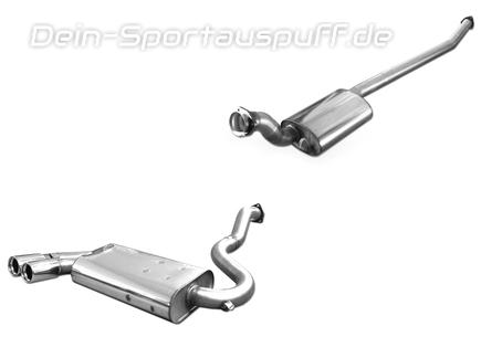 Fox Edelstahl Sportauspuff-Komplettanlage ab Kat Ø63,5mm Audi Urquattro 2x76mm rund eingerollt gerade mit Absorber
