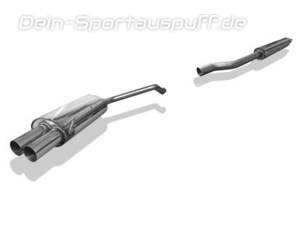 Fox Edelstahl Sportauspuff-Komplettanlage ab Kat Audi 80 B4 Limousine/Avant 1.6-2.0l 2x76mm rund scharf gerade