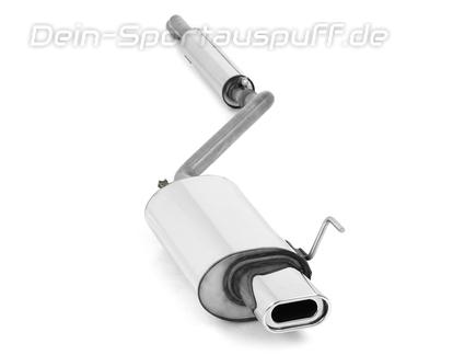 Fox Edelstahl Sportauspuff-Komplettanlage ab Kat Audi 80 B4 Limousine/Avant 1.6-2.0l 135x80mm flachoval eingerollt abgeschrägt mit Absorber