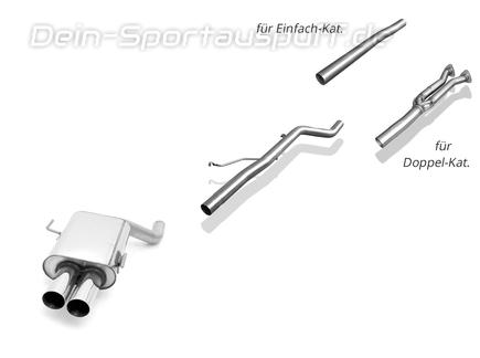 Fox Edelstahl Racing-Komplettanlage ab Kat. Audi 80 quattro B4 Limousine/Avant mit Serien-Schürze 2x76mm rund scharf