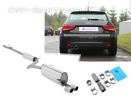 Fox Edelstahl Sportauspuff-Komplettanlage ab Kat Audi A1 1.2l 1.6TDI 2x90mm rund eingerollt abgeschrägt