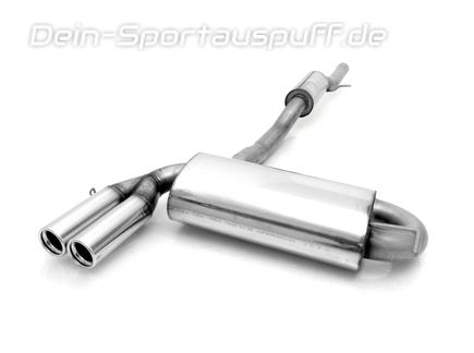 Fox Edelstahl Sportauspuff-Komplettanlage ab Kat Ø70mm-System Audi S3 8L 2x76mm rund eingerollt gerade mit Absorber