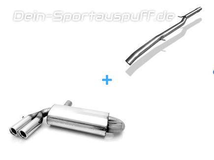 Fox Edelstahl Racing-Komplettanlage ab Kat. Ø70mm-System Audi S3 8L 2x76mm rund eingerollt gerade mit Absorber
