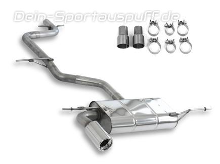 Fox Edelstahl Racing-Komplettanlage ab Kat. Audi A3 8P Sportback 1x90mm rund eingerollt gerade mit Absorber