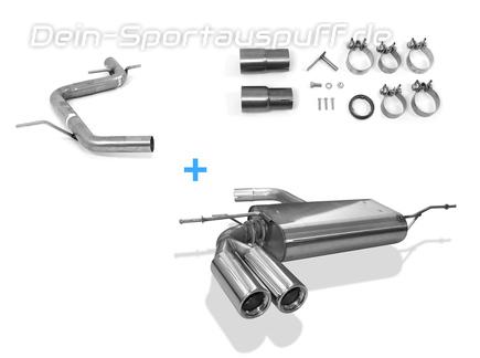 Fox Edelstahl Racing-Komplettanlage ab Kat. Audi A3 8P Sportback 2x76mm rund eingerollt gerade mit Absorber