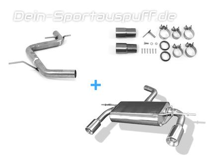 Fox Edelstahl Duplex Racing-Komplettanlage ab Kat. Audi A3 8P Sportback 1x90mm rund eingerollt gerade mit Absorber