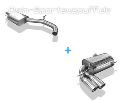 Fox Edelstahl Sportauspuff-Komplettanlage ab Kat Audi A3 8P quattro 2x90mm rund eingerollt abgeschrägt mit Absorber