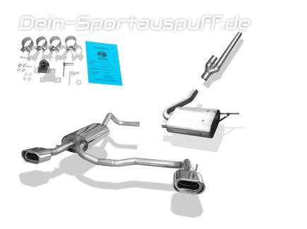 Fox Edelstahl Duplex Sportauspuff-Komplettanlage ab Kat Audi A4 B5 Limousine/Avant 2.4l + 2.8l 135x80mm flachoval eingerollt abgeschrägt mit Absorber