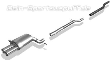 Fox Edelstahl Racing-Komplettanlage ab Kat. Audi A4 quattro B5 Limousine/Avant 1.8l 1.9l TDI 2x76mm rund scharf gerade