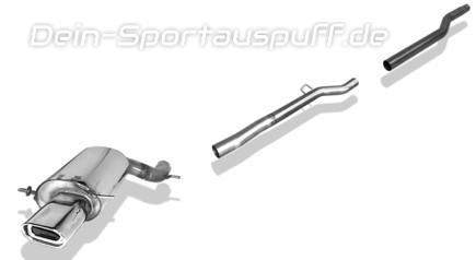 Fox Edelstahl Racing-Komplettanlage ab Kat. Audi A4 quattro B5 Limousine/Avant 1.8l 1.9l TDI 135x80mm flachoval eingerollt abgeschrägt mit Absorber