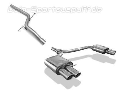 Fox Edelstahl Duplex Racing-Komplettanlage ab Kat. Audi A4 B8 8K Limousine/Avant 2.0l TFSI inkl. Quattro je 2x80mm rund eingerollt abgeschrägt mit Absorber