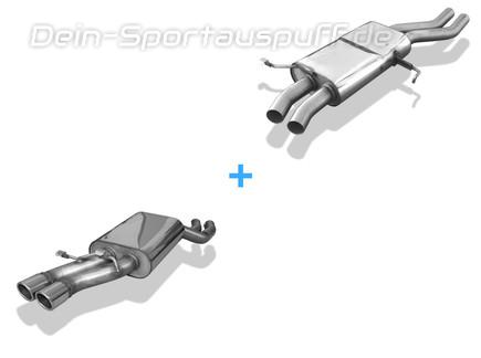 Fox Edelstahl Sportauspuff-Komplettanlage ab Kat Audi 200 quattro Typ 44Q Limousine/ Avant 2x70mm rund eingerollt abgeschrägt