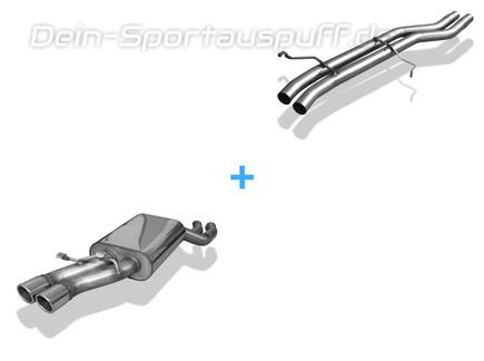Fox Edelstahl Racing-Komplettanlage ab Kat. Audi 200 quattro Typ 44Q Limousine/ Avant 2x70mm rund eingerollt abgeschrägt
