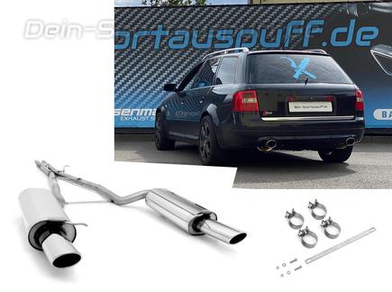 Fox Edelstahl Duplex Racing-Komplettanlage ab Kat. Audi A6 u. S6 quattro 4B Typ C5 Limousine u. Avant 115x85mm oval eingerollt abgeschrägt