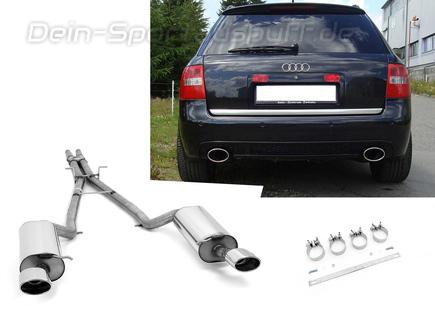 Fox Edelstahl Duplex Racing-Komplettanlage ab Kat. Audi A6 u. S6 quattro 4B Typ C5 Limousine u. Avant je 140x90mm oval eingerollt abgeschrägt