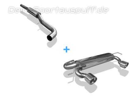 Fox Edelstahl Duplex Sportauspuff-Komplettanlage ab Kat Audi TT 8N quattro Coupe u. Roadster 1x100mm rund eingerollt abgeschrägt mit Absorber