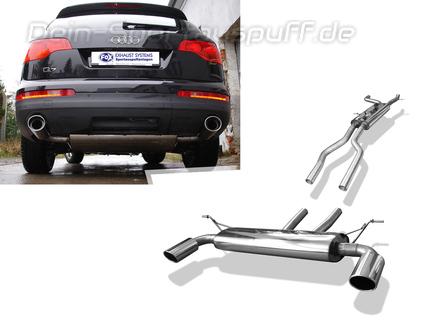 Fox Edelstahl Duplex Sportauspuff-Komplettanlage ab Kat Audi Q7 4.2l 129x106mm oval eingerollt abgeschrägt