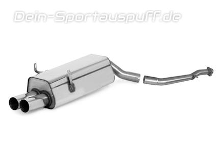 Fox Edelstahl Sportauspuff inkl. Verbindungsrohr BMW 3er E36 316i 318i Limo Touring Coupe Cabrio 2x76mm rund scharf gerade