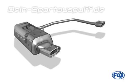 Fox Edelstahl Duplex Sportauspuff inkl. Verbindungsrohr BMW 3er E36 316i 318i Limo Touring Coupe Cabrio 135x80mm flachoval eingerollt abgeschrägt mit Absorber