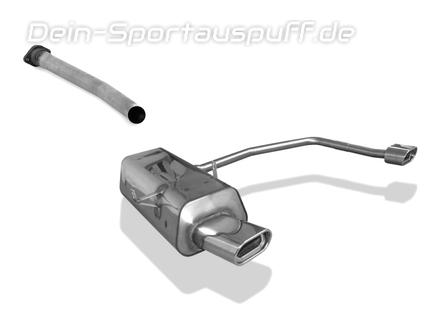 Fox Edelstahl Duplex Sportauspuff inkl. Verbindungsrohr BMW 3er E36 320i 323i Limo Touring Coupe Cabrio 135x80mm flachoval eingerollt abgeschrägt mit Absorber
