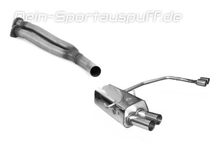 Fox Edelstahl Duplex Sportauspuff inkl. Verbindungsrohr BMW 3er E36 325i 328i Limo Touring Coupe Cabrio 2x76mm rund scharf gerade