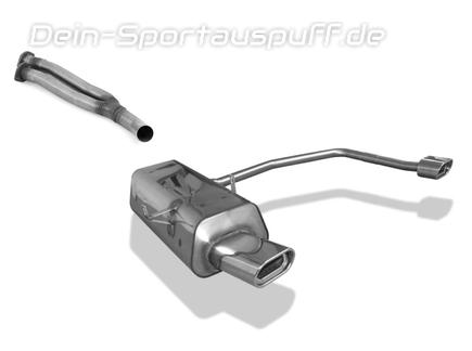 Fox Edelstahl Duplex Sportauspuff inkl. Verbindungsrohr BMW 3er E36 325i 328i Limo Touring Coupe Cabrio 135x80mm flachoval eingerollt abgeschrägt mit Absorber