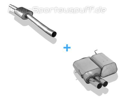 Fox Edelstahl Sportauspuff-Komplettanlage ab Kat BMW 3er E46 316Ti u. 318Ti Compact 2x76mm rund scharf gerade