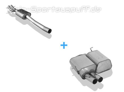 Fox Edelstahl Sportauspuff-Komplettanlage ab Kat BMW 3er E46 325Ti Compact 2x76mm rund scharf gerade