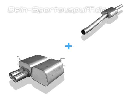 Fox Edelstahl Sportauspuff-Komplettanlage ab Kat BMW 3er E46 325Ti Compact 2x80mm rund eingerollt gerade mit Absorber