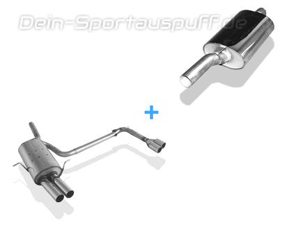Fox Edelstahl Duplex Sportauspuff-Komplettanlage ab Kat BMW 3er E46 316i u. 318i Limousine/ Touring/ Coupe 2x76mm rund scharf gerade