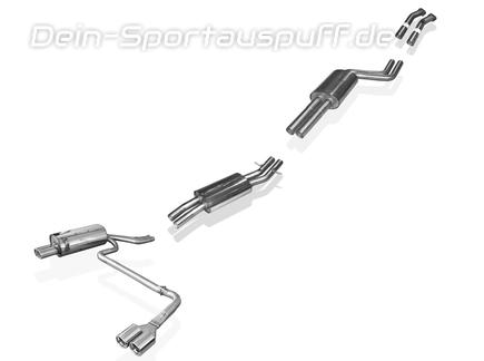 Fox Edelstahl Duplex Sportauspuff-Komplettanlage ab Kat BMW 3er E46 323i 325i 330i Limousine/ Touring/ Coupe/ Cabrio 2x76mm rund eingerollt gerade mit Absorber