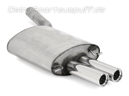 Fox Edelstahl Sportauspuff BMW 5er E60 E61 520d Limousine u. Touring 2x76mm rund eingerollt gerade mit Absorber