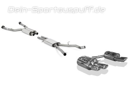 Fox Edelstahl Duplex Sportauspuff-Komplettanlage ab Kat BMW 6er E63 E64 645i 650i Coupe Cabrio 2x115x85mm oval eingerollt abgeschrägt