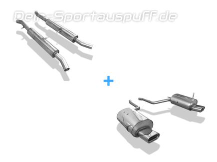 Fox Edelstahl Duplex Sportauspuff-Komplettanlage ab Kat BMW 7er E38 730i 735i 740i ohne Endrohraussparung 160x80mm flachoval eingerollt abgeschrägt mit Absorber