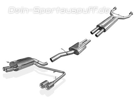 Fox Edelstahl Duplex Sportauspuff-Komplettanlage ab Kat BMW 7er E65 735i 745i 2001- 2x80mm rund eingerollt gerade mit Absorber