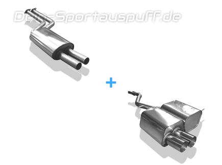 Fox Edelstahl Sportauspuff-Komplettanlage ab Kat BMW Z4 E85 Roadster u. Coupe 2x76mm rund scharf gerade