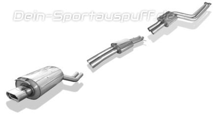 Fox Edelstahl Sportauspuff-Komplettanlage ab Kat BMW X3 E83 2.5i 3.0i 135x80mm flachoval eingerollt abgeschrägt mit Absorber