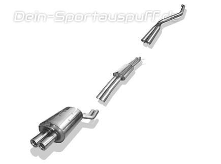 Fox Edelstahl Sportauspuff-Komplettanlage ab Kat BMW X3 E83 2.0d 3.0d 2x76mm rund eingerollt gerade mit Absorber