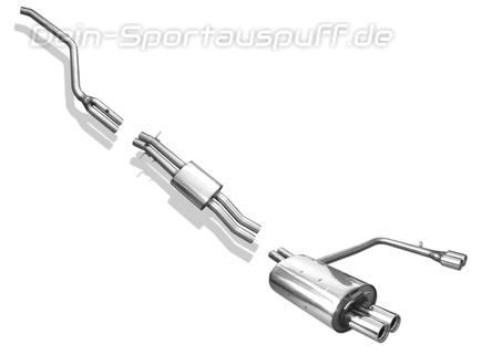 Fox Edelstahl Duplex Sportauspuff-Komplettanlage ab Kat BMW X3 E83 2.0d 3.0d 2x76mm rund eingerollt gerade mit Absorber