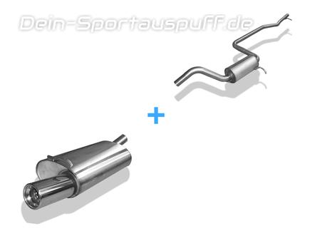 Fox Edelstahl Sportauspuff-Komplettanlage ab Kat Ford Fiesta MK3 Typ GFJ Bj.89-96 1x80mm rund eingerollt gerade mit Absorber