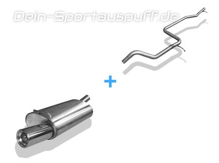 Fox Edelstahl Racing-Komplettanlage ab Kat. Ford Fiesta MK3 Typ GFJ Bj.89-96 1x80mm rund eingerollt gerade mit Absorber