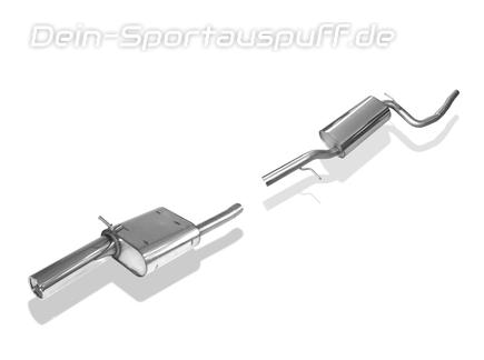 Fox Edelstahl Sportauspuff-Komplettanlage ab Kat Ford Focus 1 Tunier 1.4l DNW 1x90mm rund eingerollt gerade mit Absorber