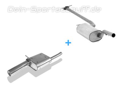Fox Edelstahl Sportauspuff-Komplettanlage ab Kat Ford Focus 1 Tunier 1.8l DNW 1x90mm rund eingerollt gerade mit Absorber