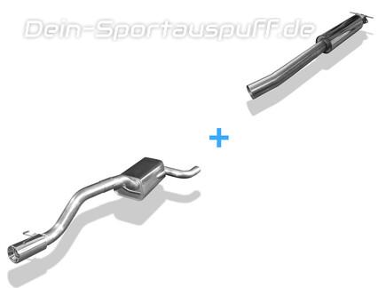 Fox Edelstahl Sportauspuff-Komplettanlage ab Kat Ford Focus 1 RS 1x90mm rund eingerollt gerade mit Absorber