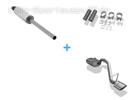 Fox Edelstahl Sportauspuff-Komplettanlage ab Kat Ford Focus 2 Fließheck Facelift Bj.08-10 106x71mm oval eingerollt abgeschrägt mit Absorber